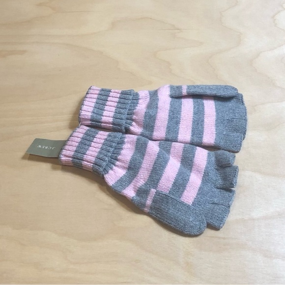 NWT J Crew Wool Cashmere Fingerless Gloves Gray Pink Outwear Womens One Size. - Picture 2 of 7